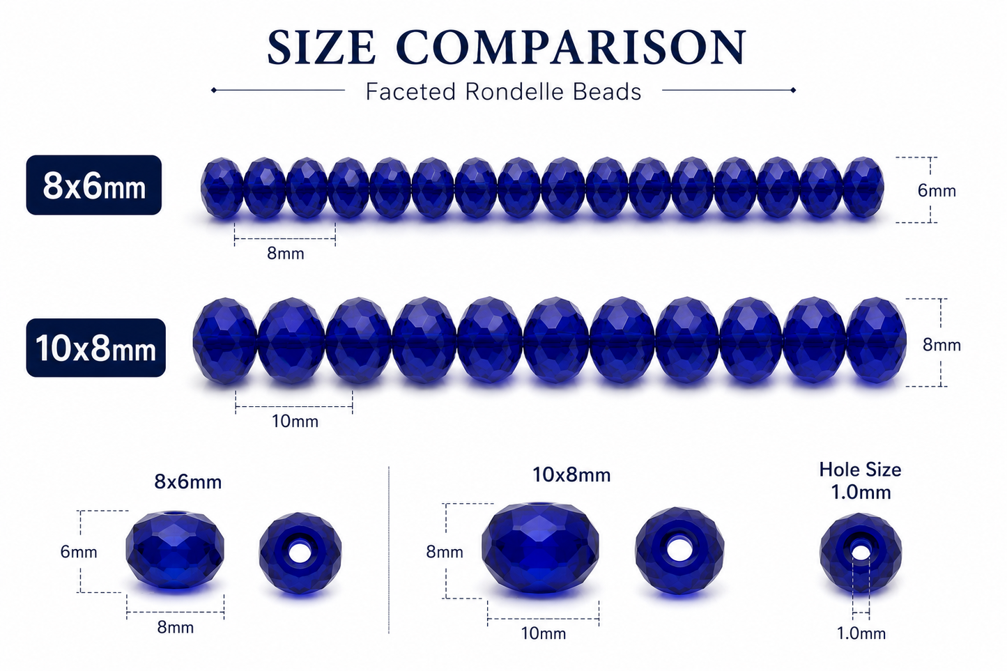 Dark Blue Faceted Crystal Rondelle Beads