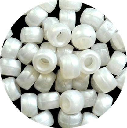 9x6mm Pearlised Pony Beads - Off White
