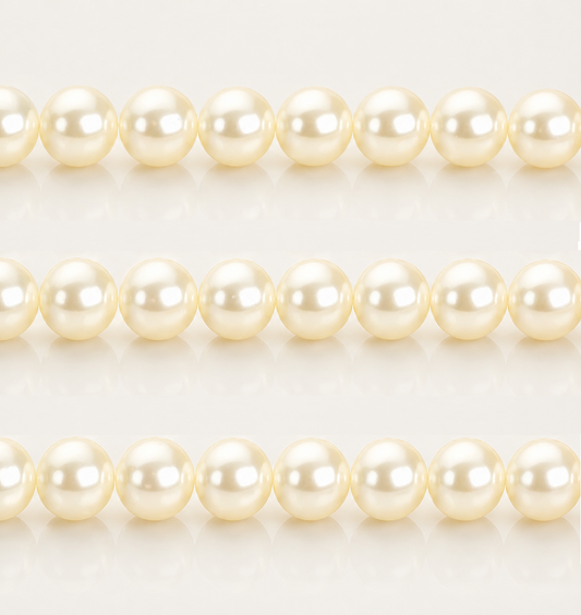 Cream Round Glass Pearl Beads - 4mm, 6mm, 8mm, 10mm