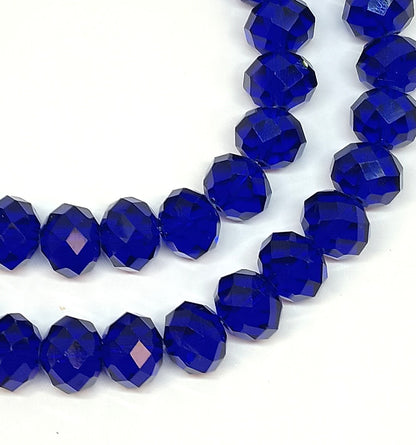 Dark Blue Faceted Crystal Rondelle Beads