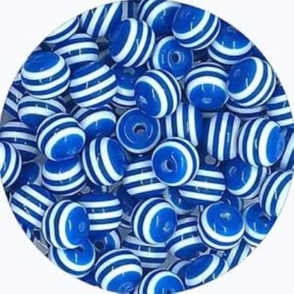 6mm Solid Colour Striped Round Resin Beads