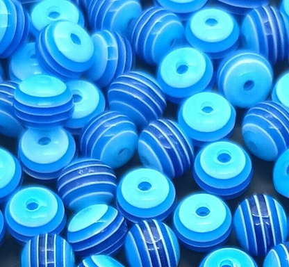 8mm Translucent Striped Round Resin Beads