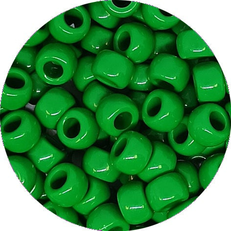 9x6mm Opaque Pony Beads - Dark Green