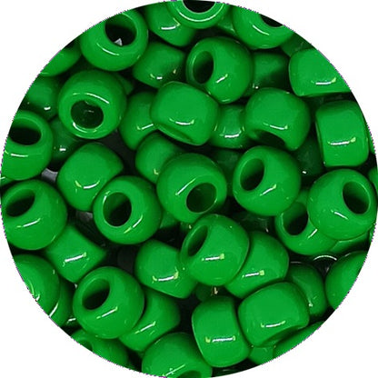 9x6mm Opaque Pony Beads - Dark Green