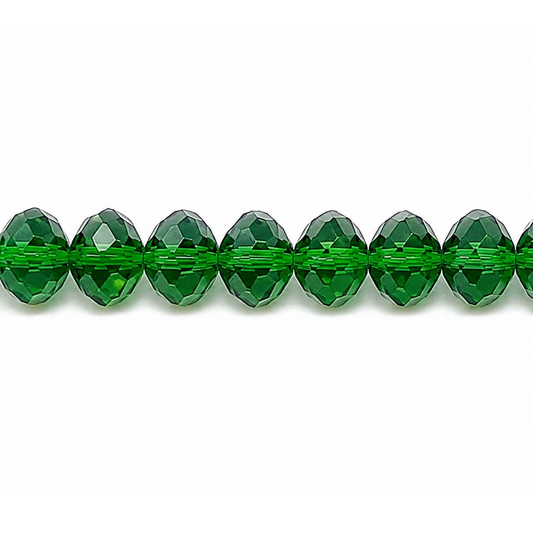Dark Green Faceted Crystal Rondelle Beads - 8mm, 10mm