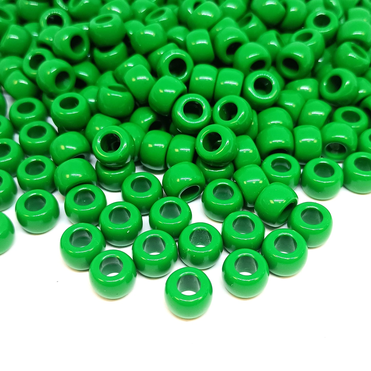 9x6mm Opaque Pony Beads - Dark Green