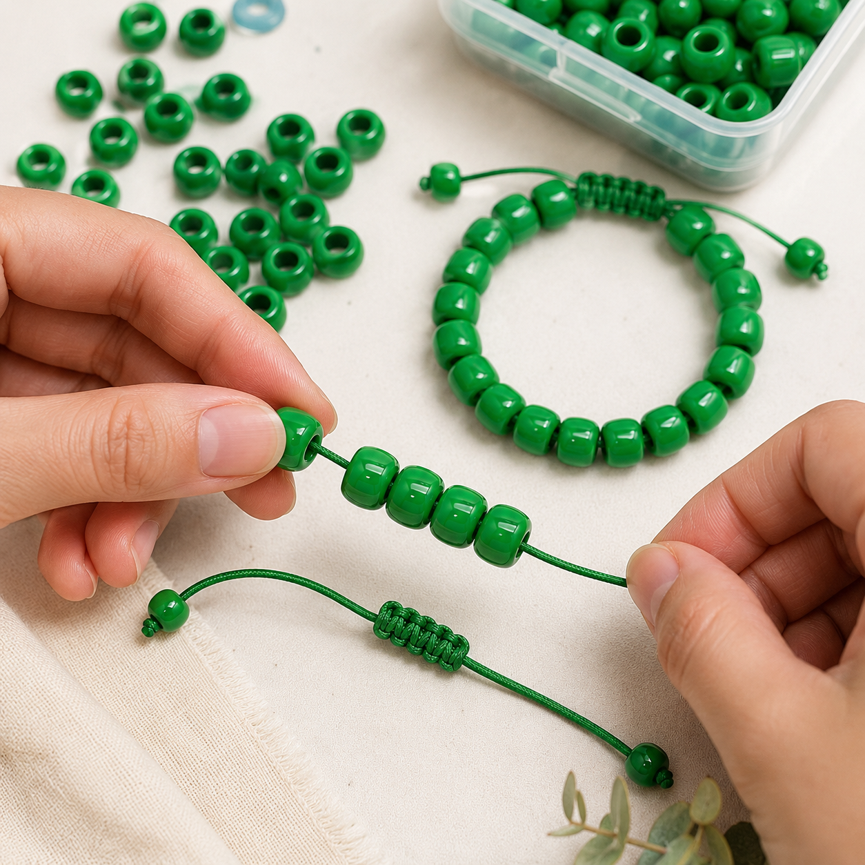 9x6mm Opaque Pony Beads - Dark Green
