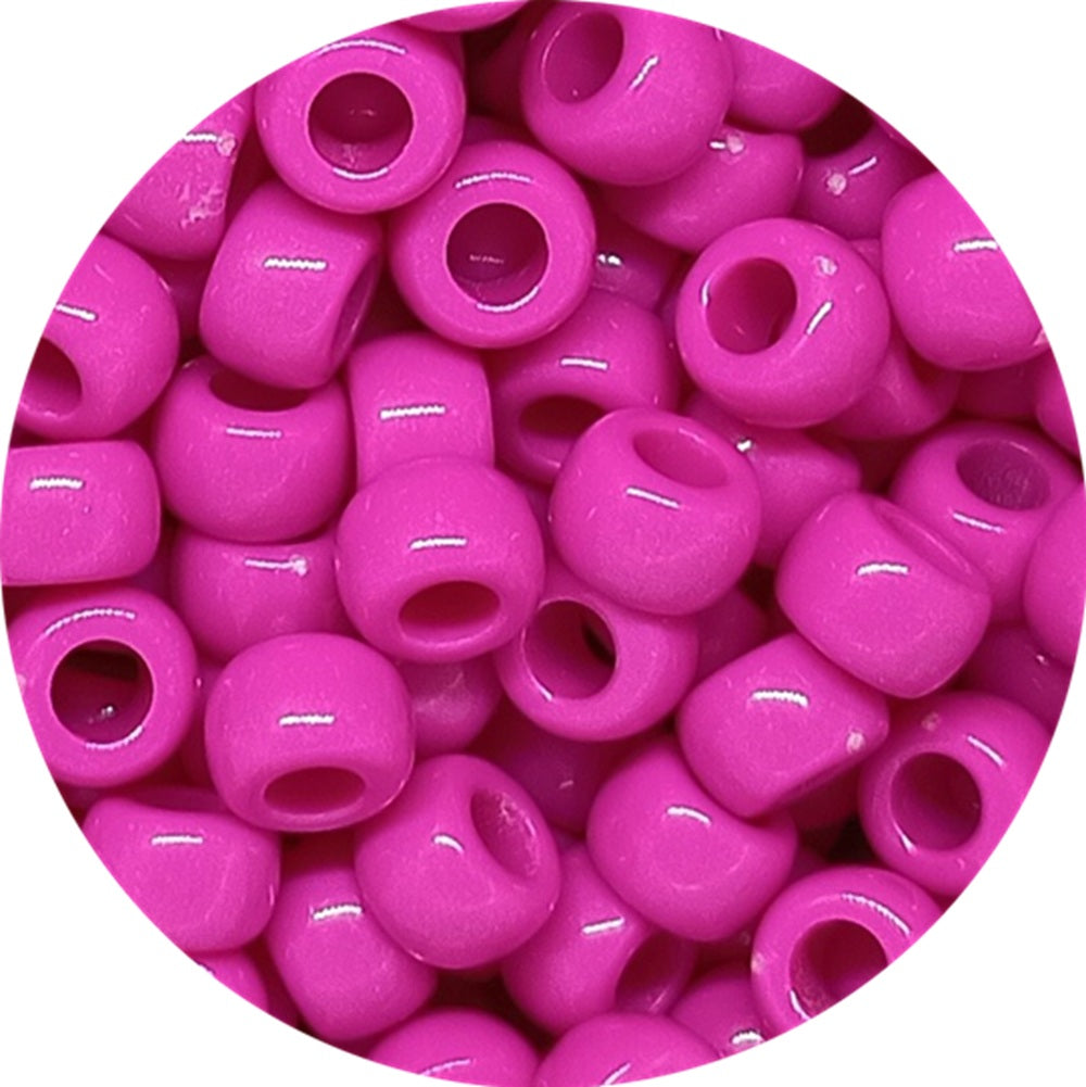 9x6mm opaque Pony Beads - Deep Pink