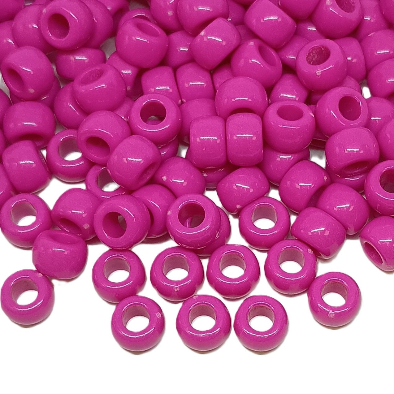 9x6mm opaque Pony Beads - Deep Pink