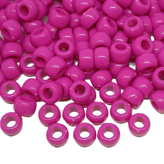 9x6mm opaque Pony Beads - Deep Pink