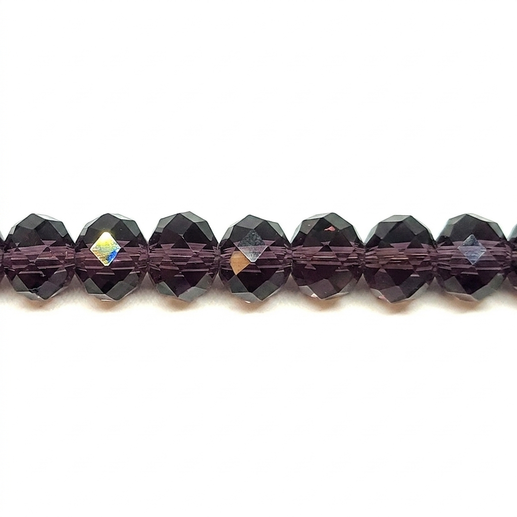 Dark Purple Faceted Crystal Rondelle Beads - 8mm, 10mm