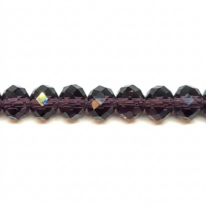 Dark Purple Faceted Crystal Rondelle Beads - 8mm, 10mm