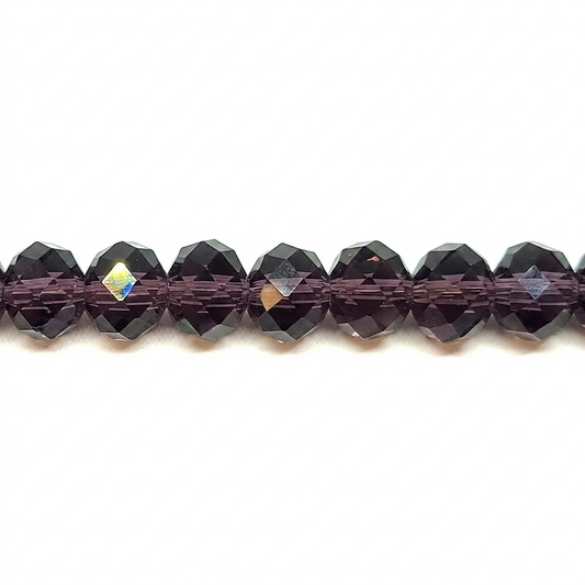 Dark Purple Faceted Crystal Rondelle Beads - 8mm, 10mm