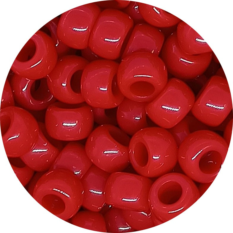 9x6mm opaque Pony Beads - Red