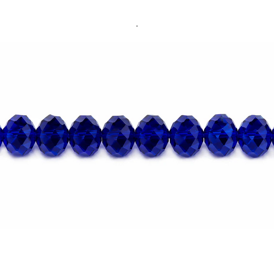 Dark Blue Faceted Crystal Rondelle Beads - 8mm, 10mm
