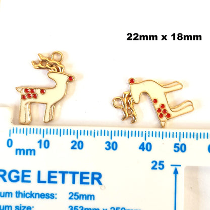 Christmas Metal Enamel Pendant Charms - Reindeer