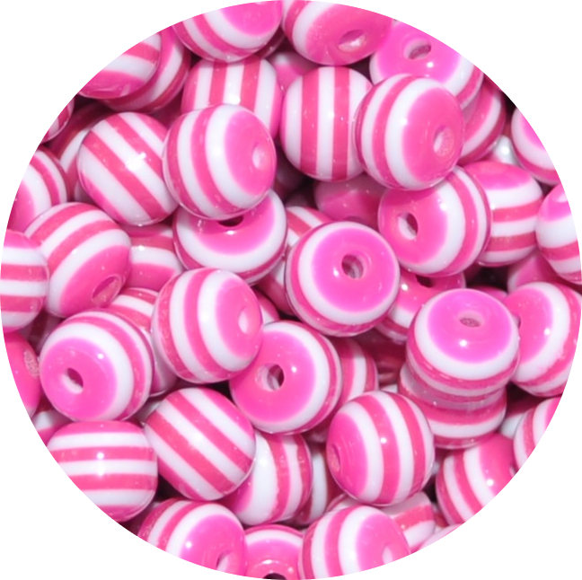 6mm Solid Colour Striped Round Resin Beads