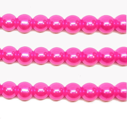 Pink Round Glass Pearl Beads -  6mm, 8mm