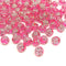 8mm Round Rose Acrylic Beads with Silver Detail - Rose Pink