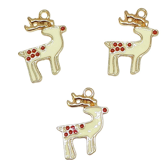 Christmas Metal Enamel Pendant Charms - Reindeer