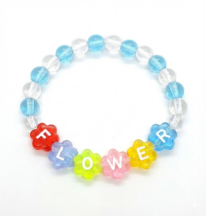 Translucent Multicoloured Flower Acrylic Alphabet Beads