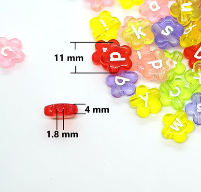 Translucent Multicoloured Flower Acrylic Alphabet Beads