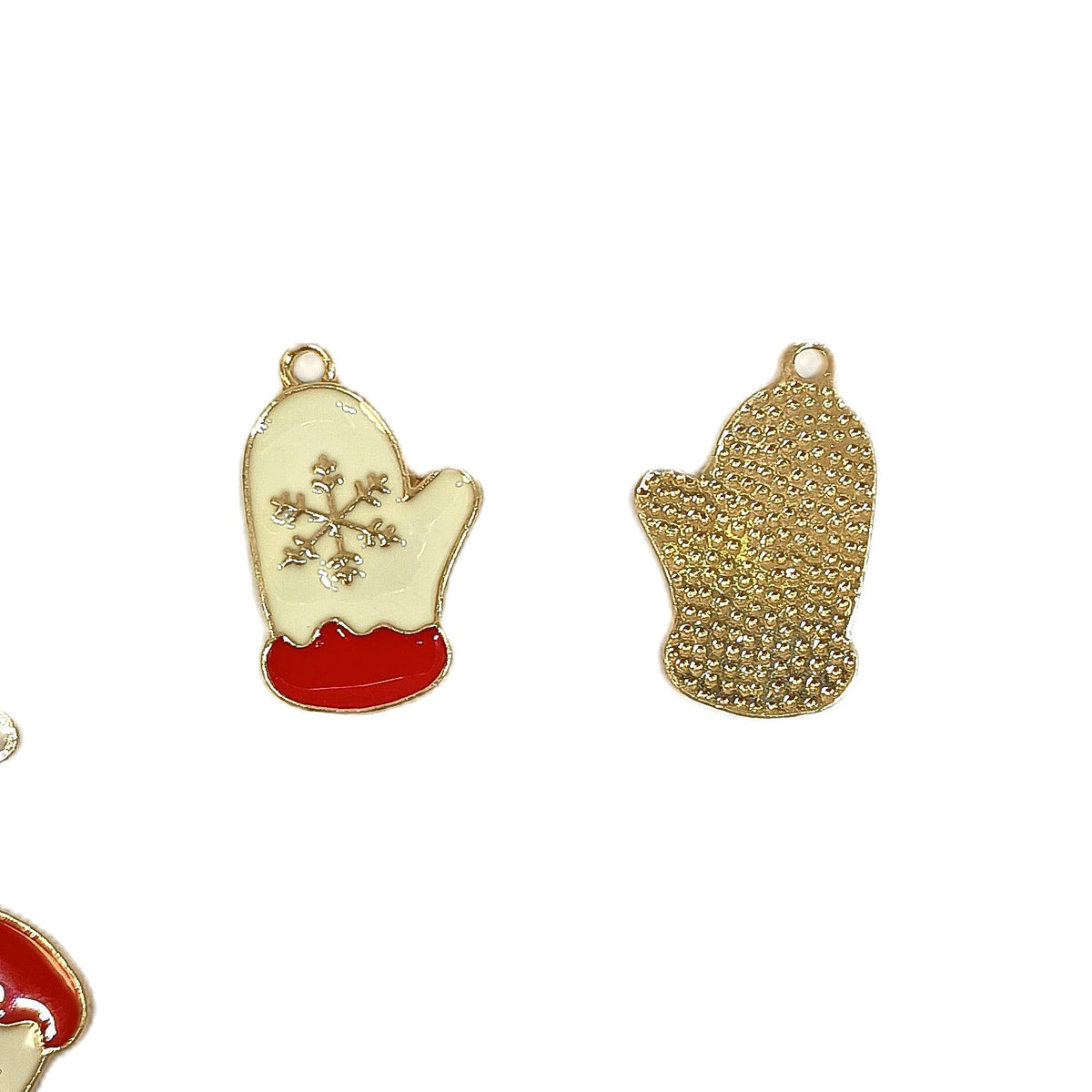 Christmas Metal Enamel Pendant Charms - Gloves