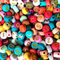 7mm Flat Round Acrylic Alphabet Beads - Gold Letter on Solid Colour Beads