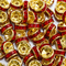 8mm Red Rhinestone Rondelle Spacer Beads - Gold Plated