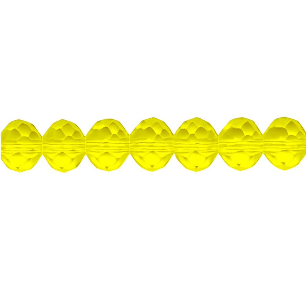 Yellow Faceted Crystal Rondelle Beads - 8mm, 10mm