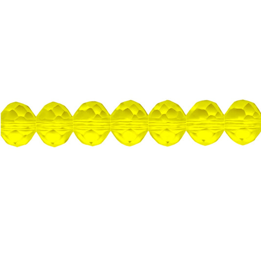 Yellow Faceted Crystal Rondelle Beads - 8mm, 10mm
