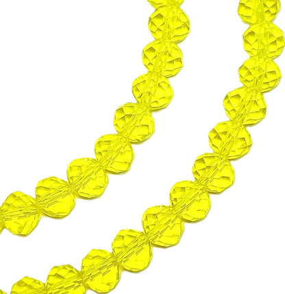 Yellow Faceted Crystal Rondelle Beads - 8mm, 10mm