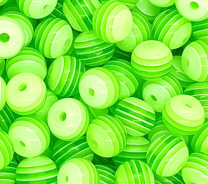 8mm Translucent Striped Round Resin Beads