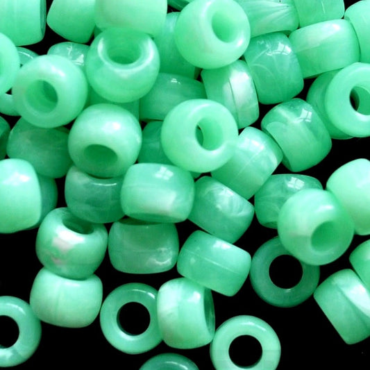 9x6mm Cloudy Stone Pony Beads - Green