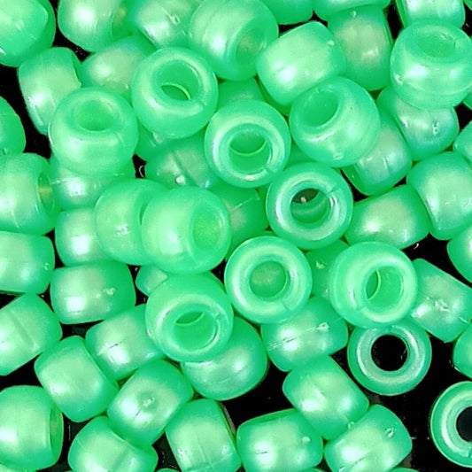 9x6mm Pearlised Pony Beads - Green