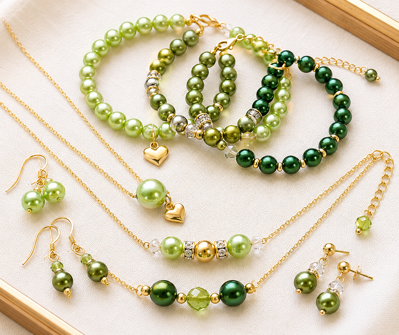 Green Round Glass Pearl Beads -  6mm, 8mm
