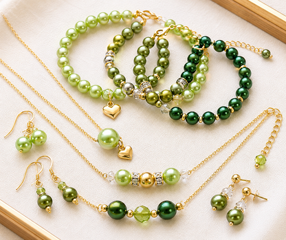 Green Round Glass Pearl Beads -  6mm, 8mm