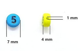 7mm Colourful Round Numbers Beads