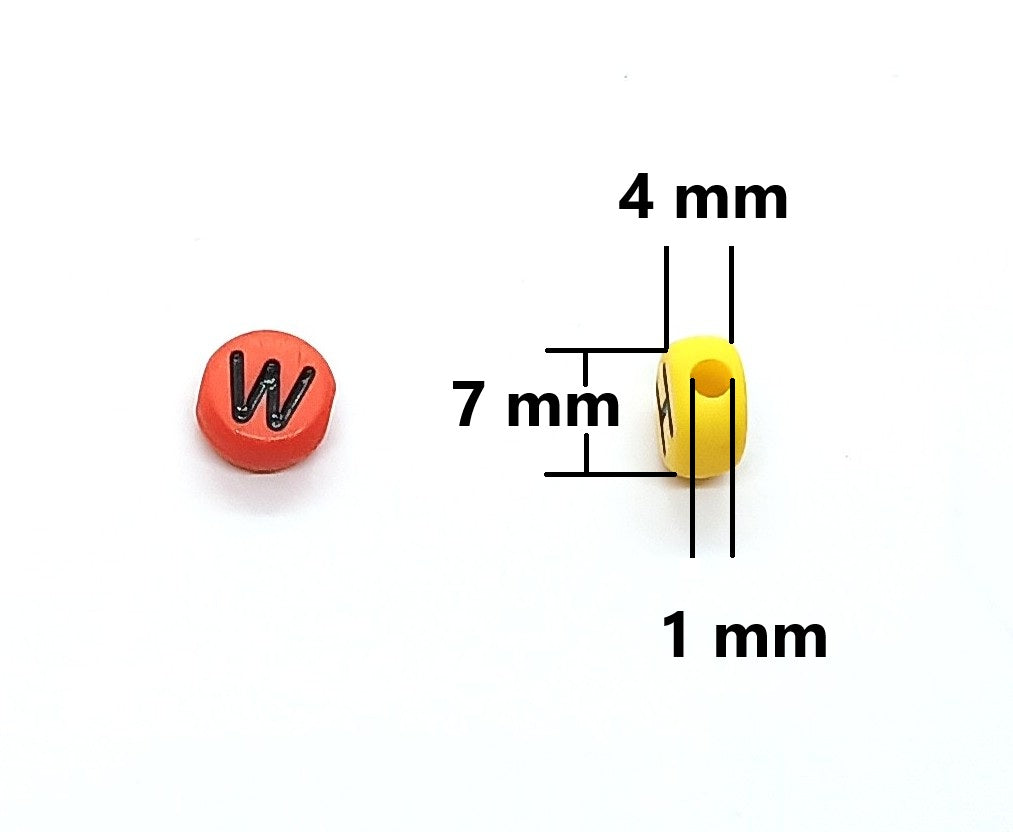 7mm Flat Round Acrylic Alphabet Beads - Multicoloured