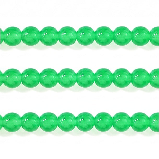 Jade Style Round Glass Beads - 6mm, 8mm