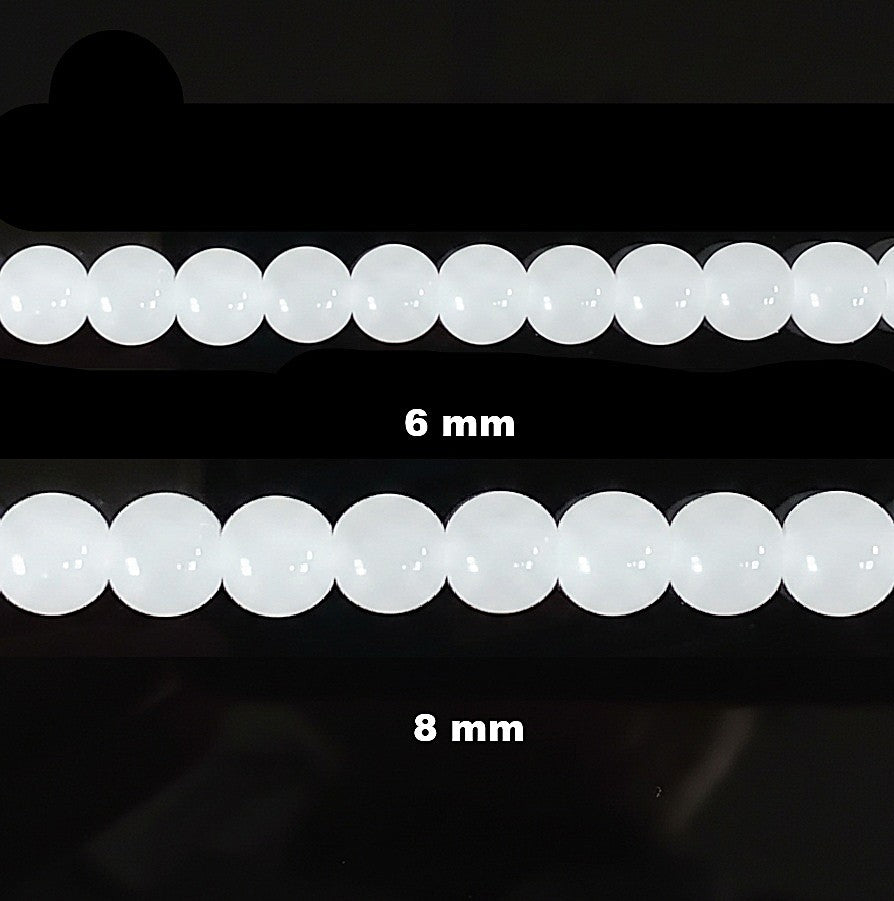 Jade Style Round Glass Beads - 6mm, 8mm