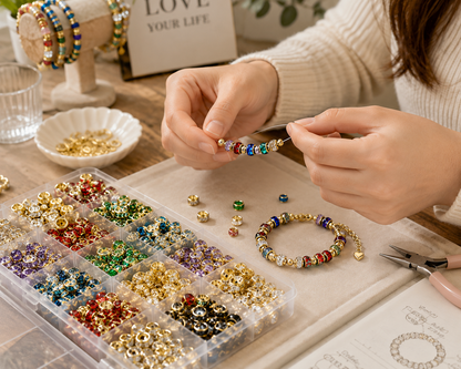 8mm Multicoloured Rhinestone Rondelle Spacer Beads - Gold Plated