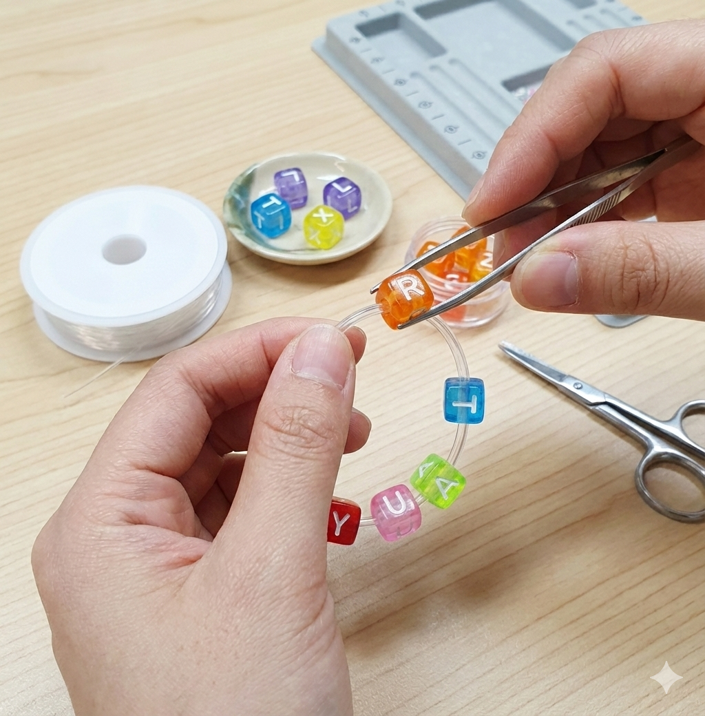 10mm Transparent Cube Acrylic Alphabet Beads - Multicoloured