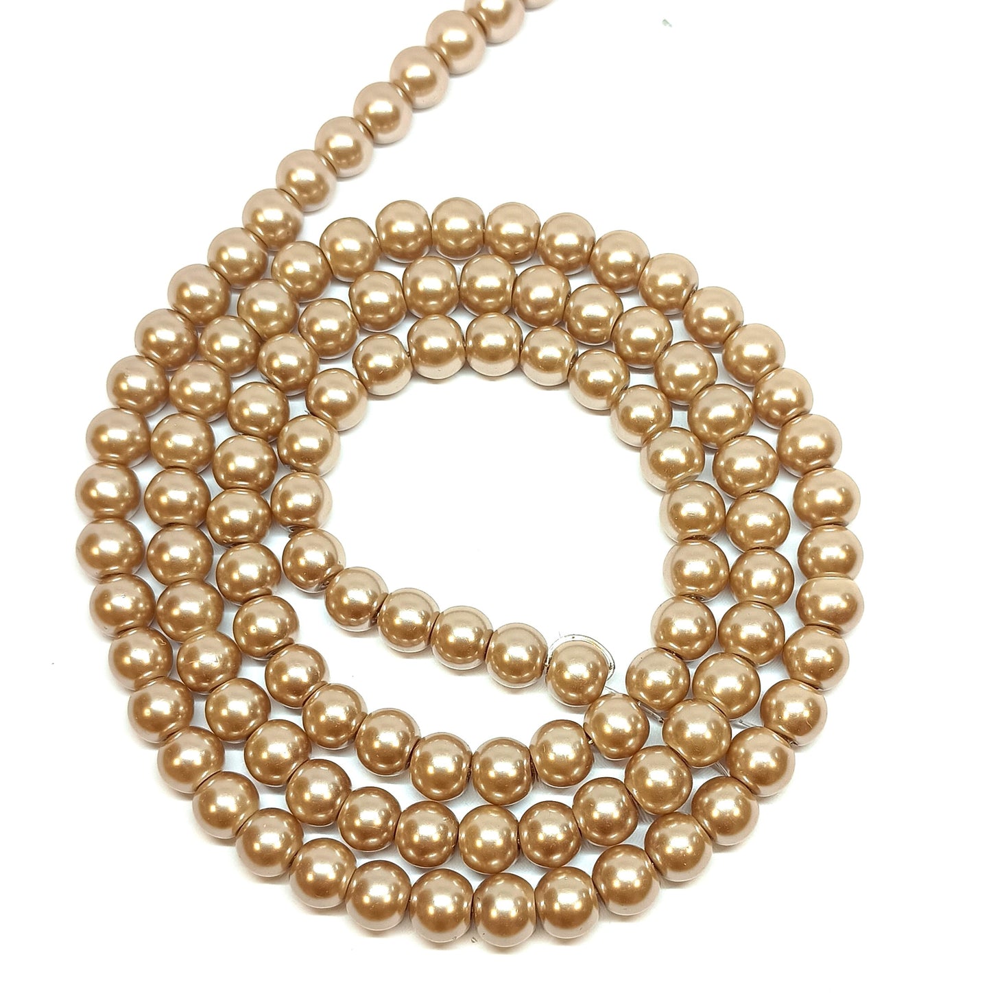 Metallic Round Glass Pearl Beads -  6mm, 8mm