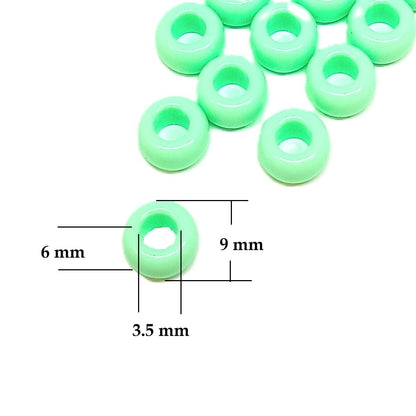 9x6mm Opaque Pony Beads - Light Green