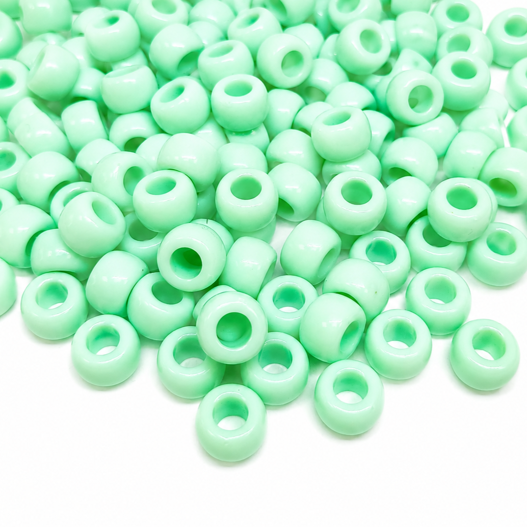 9x6mm Opaque Pony Beads - Light Green