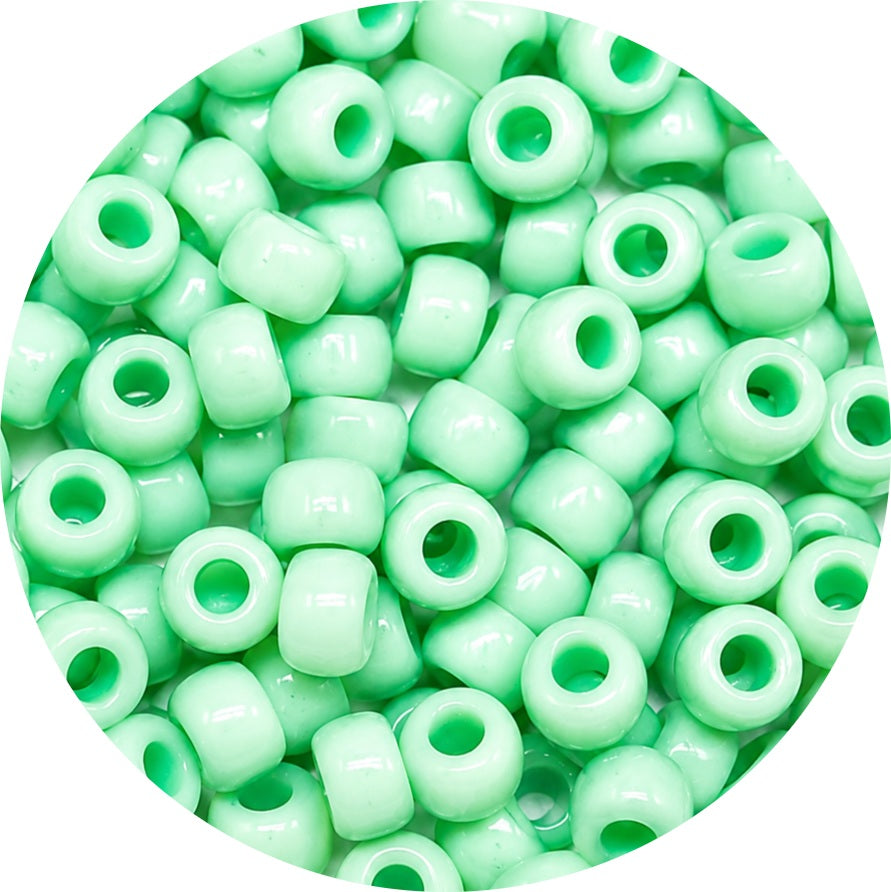 9x6mm Opaque Pony Beads - Light Green