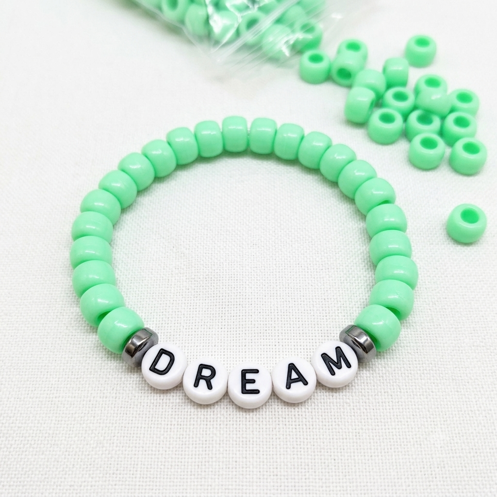 9x6mm Opaque Pony Beads - Light Green