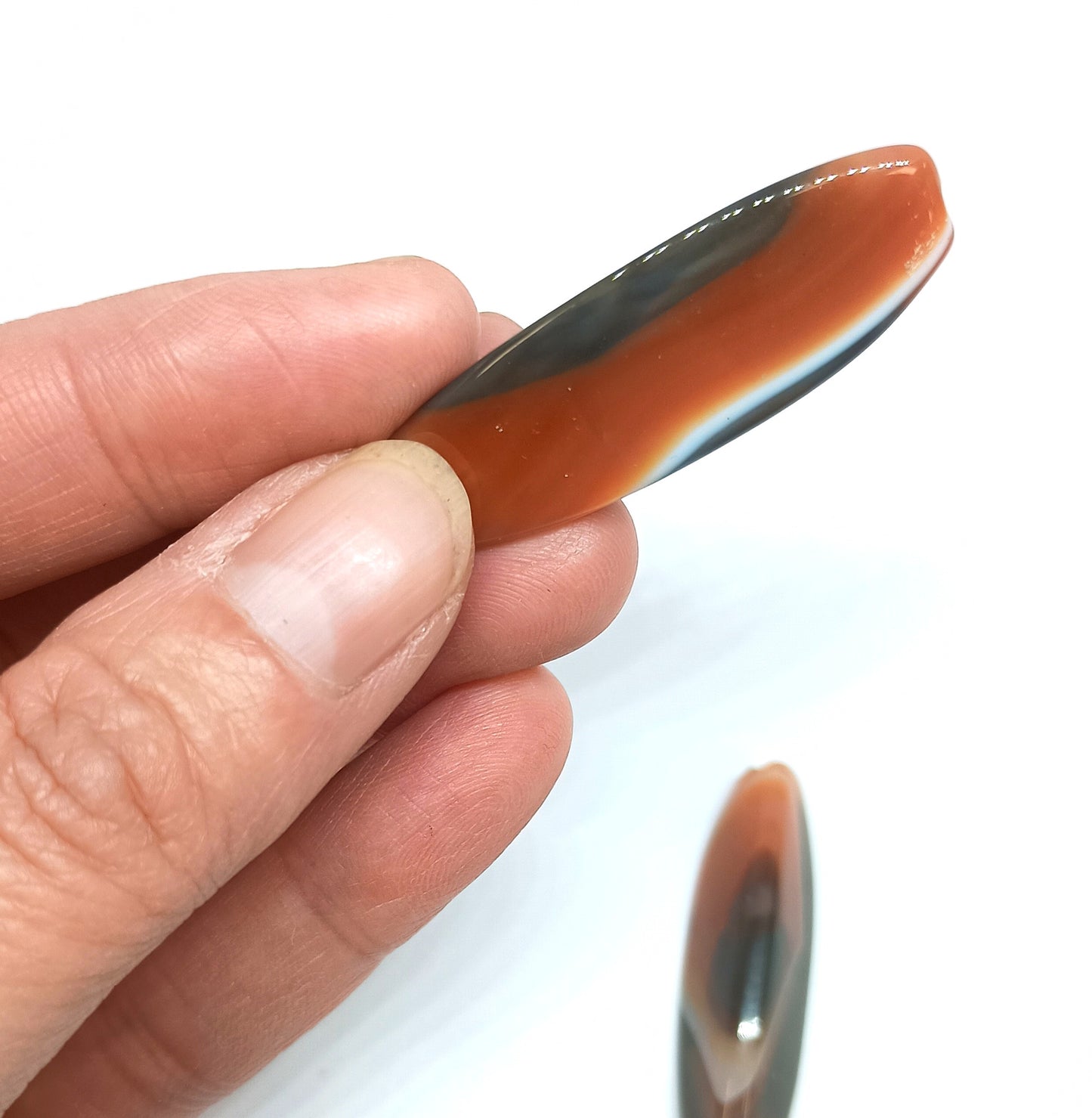 40mm Natural Red Banded Agate Long Oval Gemstone Beads