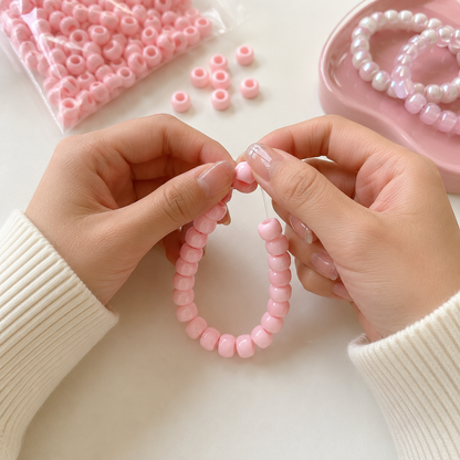 9x6mm Opaque Pony Beads - Baby Pink